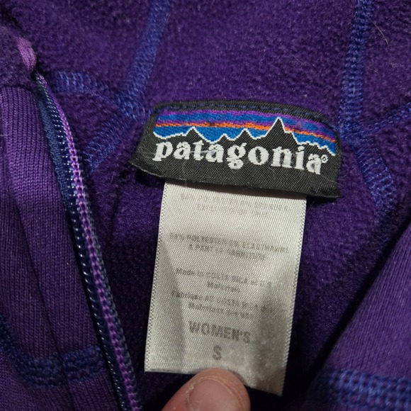 Patagonia Fleece Jacket Womens Small Purple Piton Hybrid Hooded Full Zip Outdoor - Picture 3 of 9